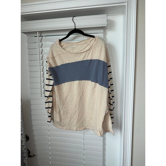 Free People Awesome Long Sleeve T-shirt Tunic Colorblock Stripe Women's Shirt S - Picture 1 of 4